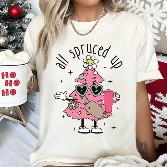 All Spruced Up Retro Comfort Colors Tee, Vintage Classic Christmas Tshirt