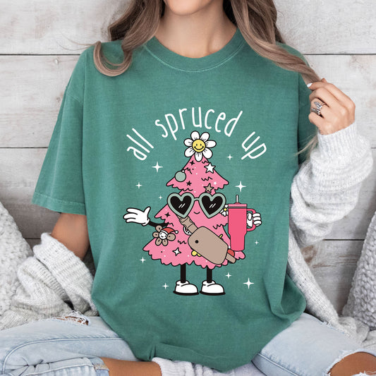 All Spruced Up Vintage Comfort Colors Tee, Retro Classic Christmas Tshirt