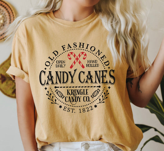 Old Fashioned Candy Canes Comfort Colors Tee, Vintage Classic Christmas Tshirt