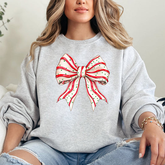 Christmas Cake Bow, Ribbon, Coquette, Cute, Winter, Santa, Snow Sweatshirt