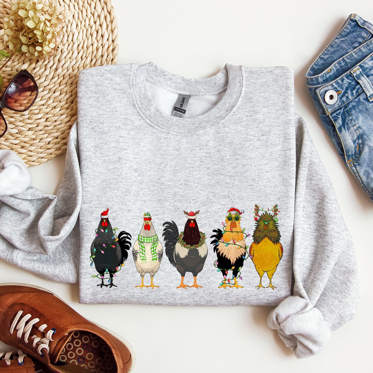 Christmas Chickens, Chicken Lovers, Santa, Farm Life Sweatshirt