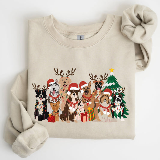 Christmas Dogs, Antlers, Reindeer, Santa, Dog Lover Sweatshirt