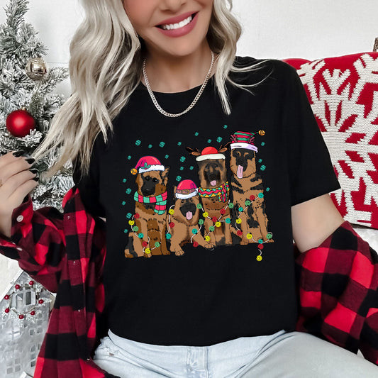 Christmas Dogs, German, Shepherd, Dog Lovers, Santa, Pet Super Soft Tees