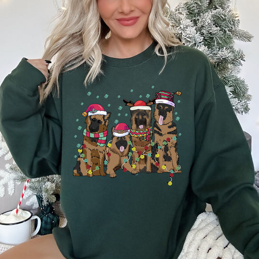 Christmas Dogs, German, Shepherd, Dog Lovers, Santa, Pet Sweatshirt
