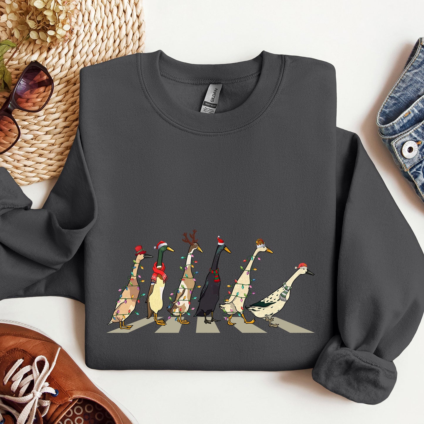 Christmas Ducks, Duck Lovers, Santa, Farm Life Sweatshirt