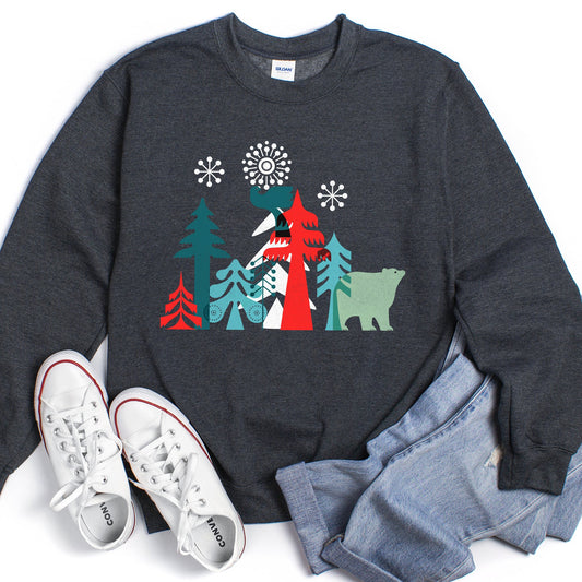 Christmas Folk Art Polar Bear Sweatshirt