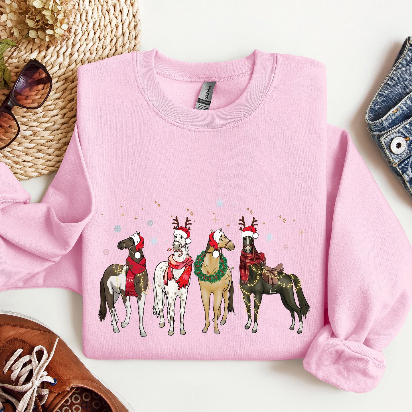 Christmas Horses, Horse Lovers, Santa Sweatshirt