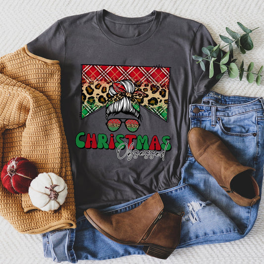 Christmas Obsessed, Leopard Print, Sassy, Retro Super Soft Tees