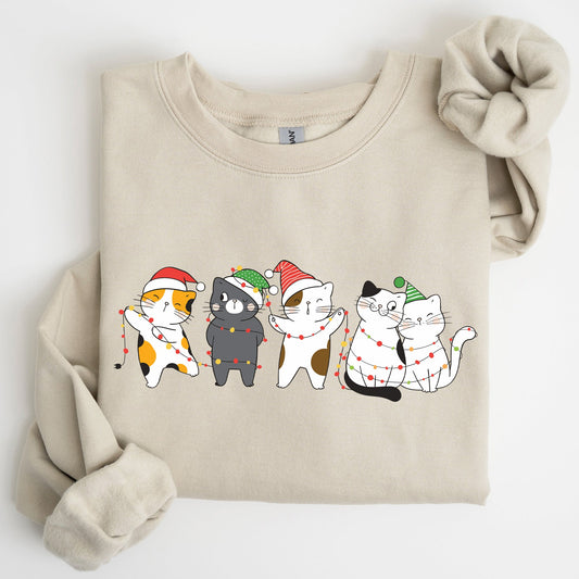 Christmas Party Cats, Santa, Cute, Cat Lover Sweatshirt