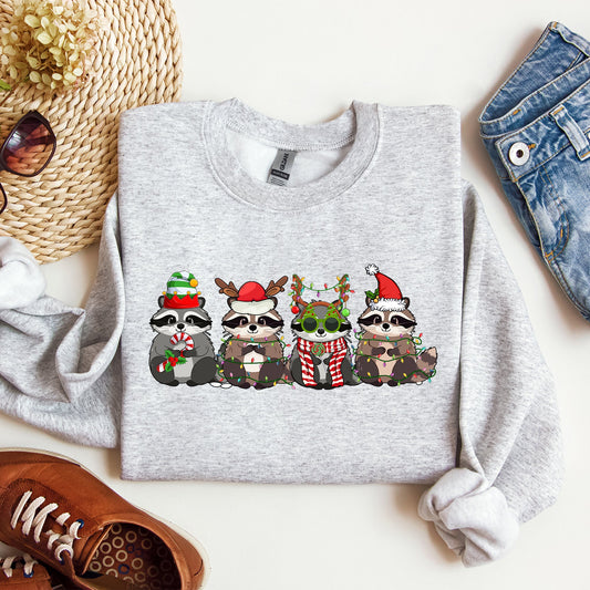 Christmas Raccoons, Raccoon Lovers, Santa, Winter, Snow, Xmas Sweatshirt