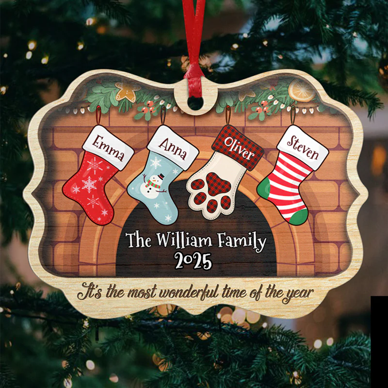 Christmas Stockings Hanging - Personalized Medallion Ornament - Christmas Gift for Family Members