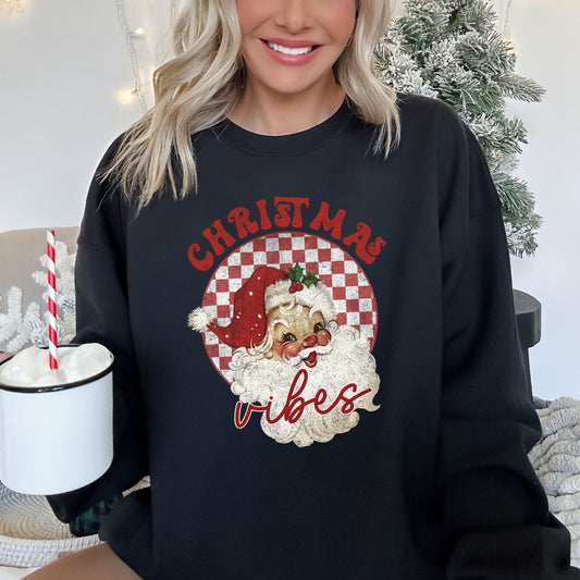 Christmas Vibes, Retro Santa Sweatshirt