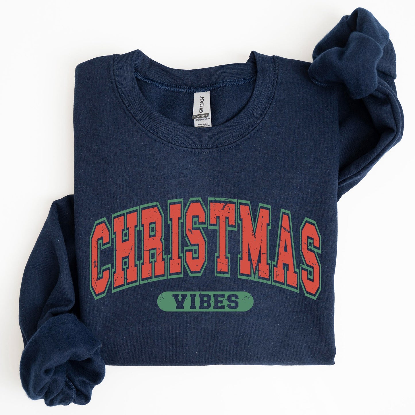 Christmas Vibes, Retro, Varsity, Santa, Snow, Xmas Sweatshirt
