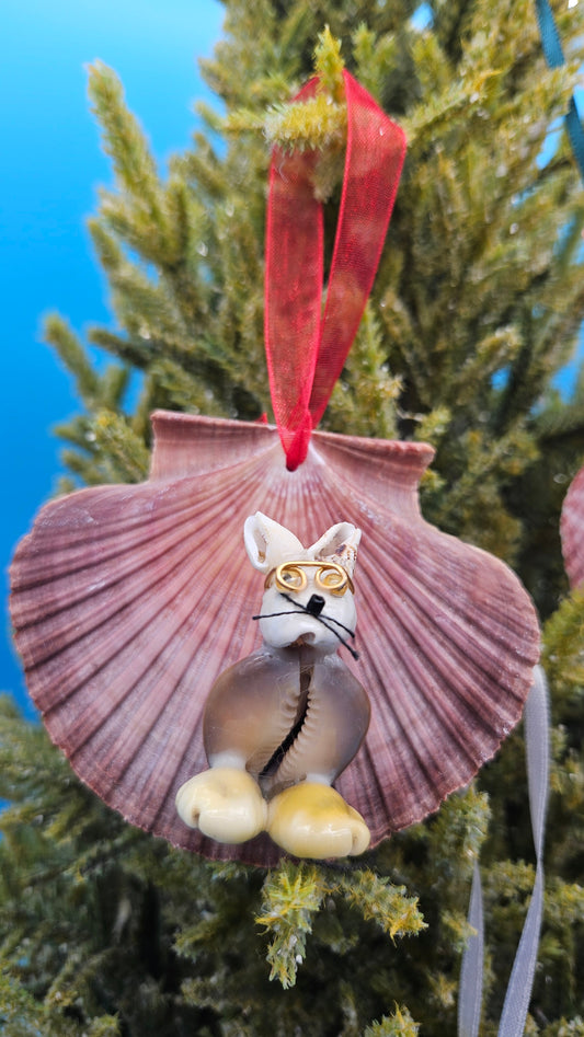 Christmas Ornament – Coastal Scallop Shell Holiday Decor Handmade (Choice of 4 Styles)