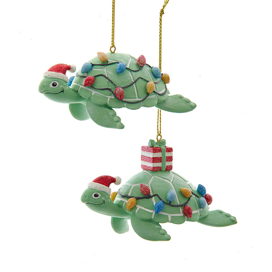 Christmas Ornament - Coastal Sea Turtle Holiday Decor 4" Resin