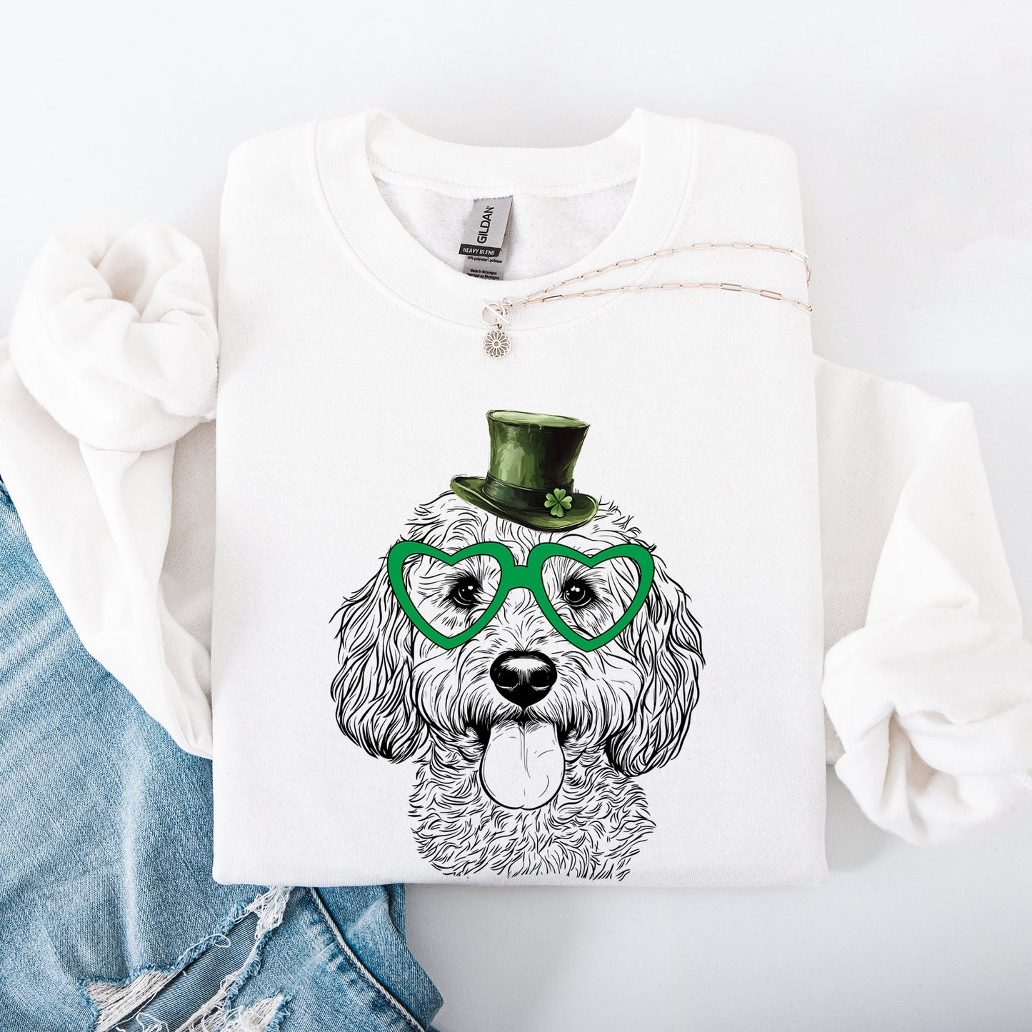 Cockapoo, Adorable Dog, St Patrick's Day, Lucky, Irish Sweatshirt
