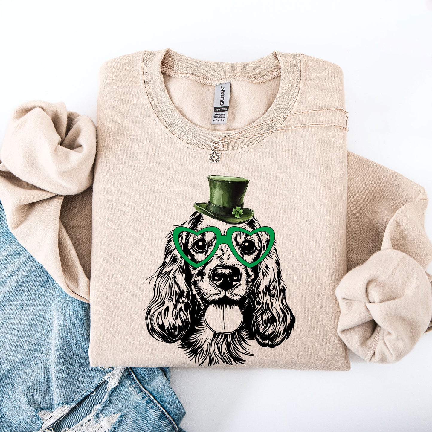 Cocker Spaniel, Adorable Dog, St Patrick's Day, Lucky, Irish Sweatshirt