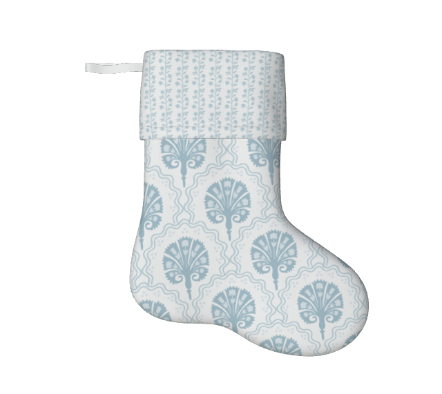 Cottage Blue Scallop Christmas Stocking