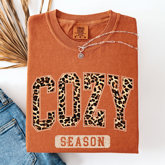 Cozy Season, Leopard Print, Halloween, Autumn, Fall, Comfort Colors T-Shirt