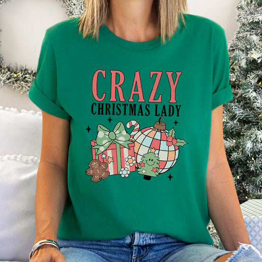 Crazy Christmas Lady, Retro, Santa Super Soft Tees