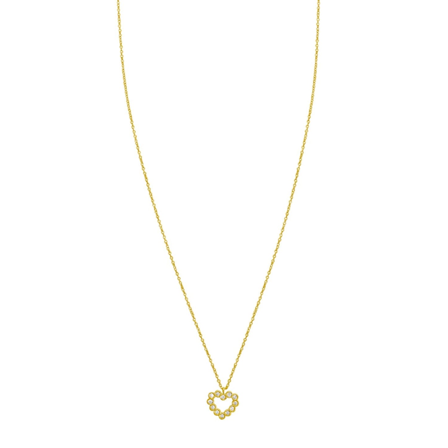14K Yellow Gold Petite Diamond Heart Necklace