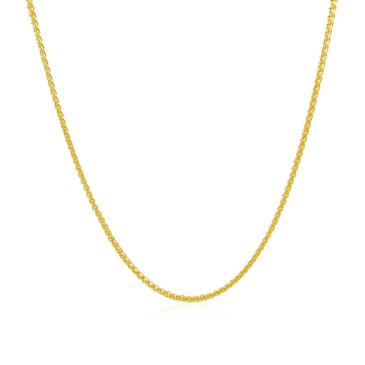 14k Yellow Gold Diamond Cut Round Wheat Chain (1.20 mm)