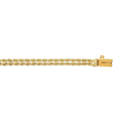 14k Yellow Gold Two Row Rope Bracelet (3.40 mm)