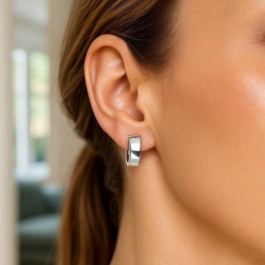 14k White Gold Snuggable Hoop Earrings
