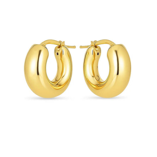 14k Yellow Gold Small Puffy Hoops