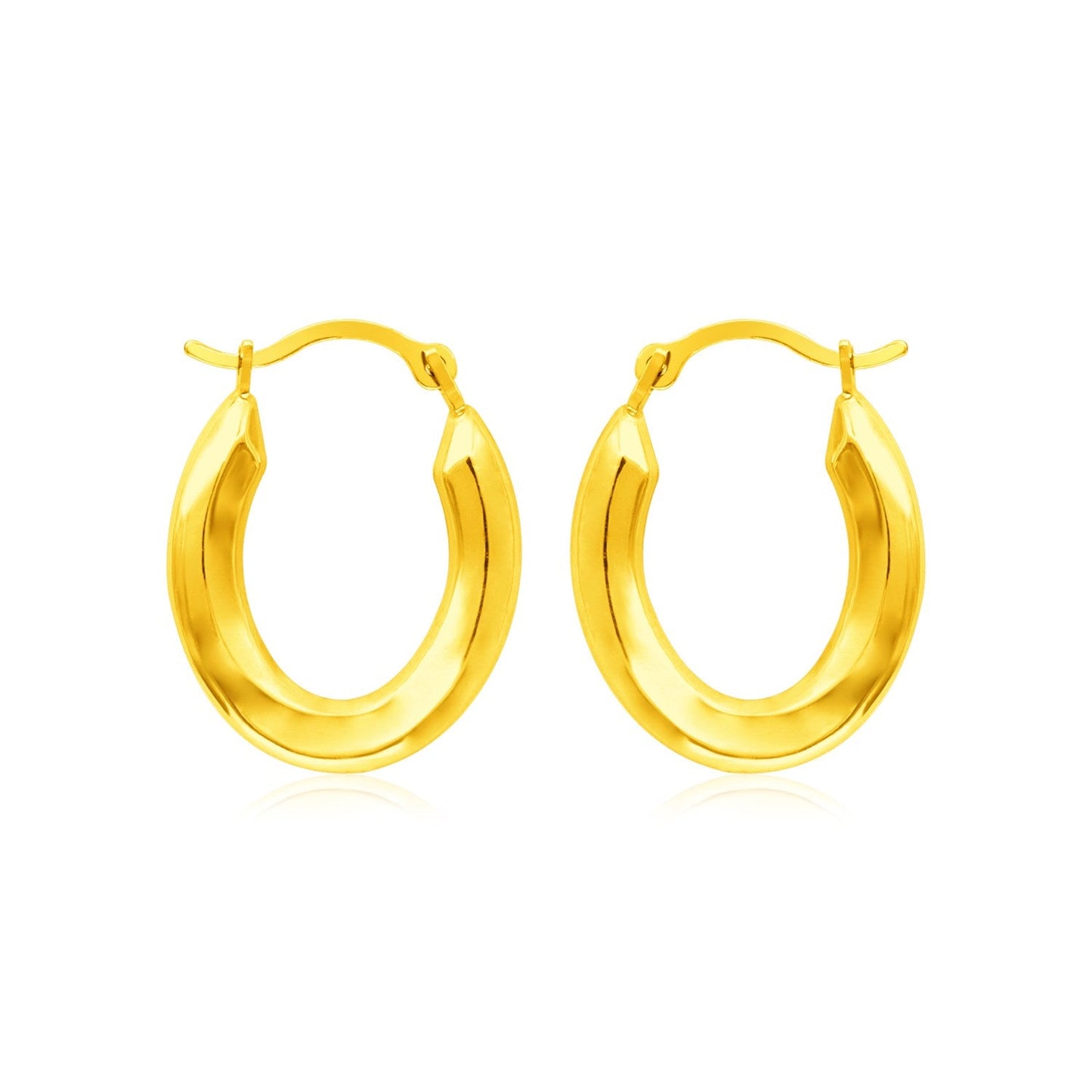 14k Yellow Gold Polished Oval Hoop Earrings