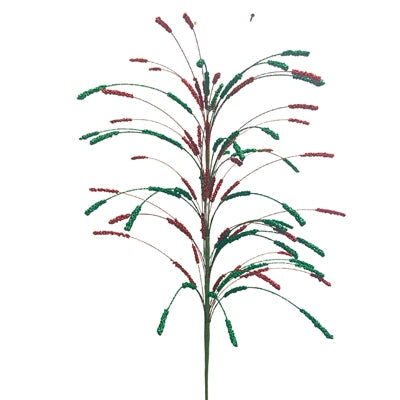 Glitter Cattail Spray 32" -Red/Emerald