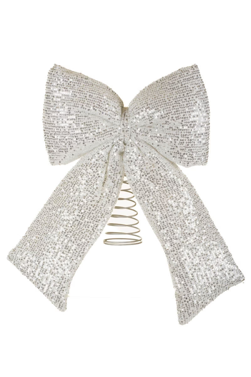 Christmas Carousel Collection - 20" Giant Silver Ribbon / Bow Tree Topper