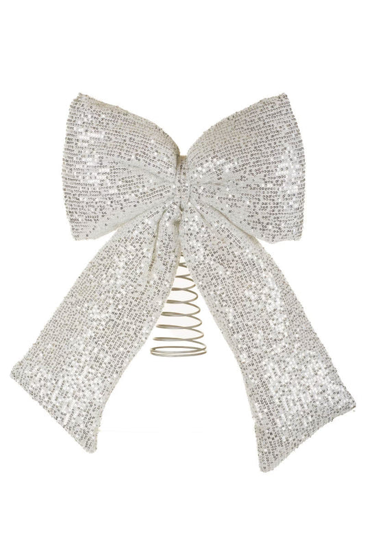 Christmas Carousel Collection - 20" Giant Silver Ribbon / Bow Tree Topper
