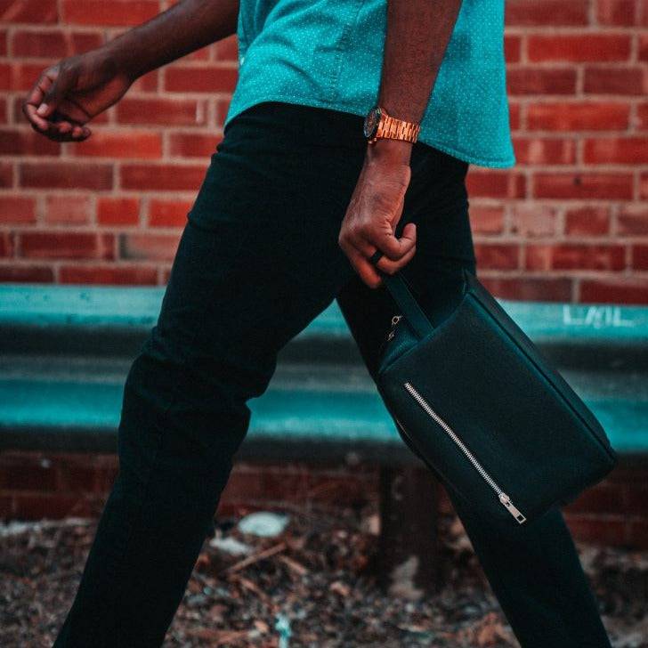 Black Leather Toiletry Bag