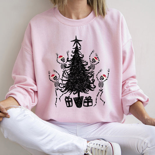 Christmas Dancing Skeletons Retro Sweatshirt