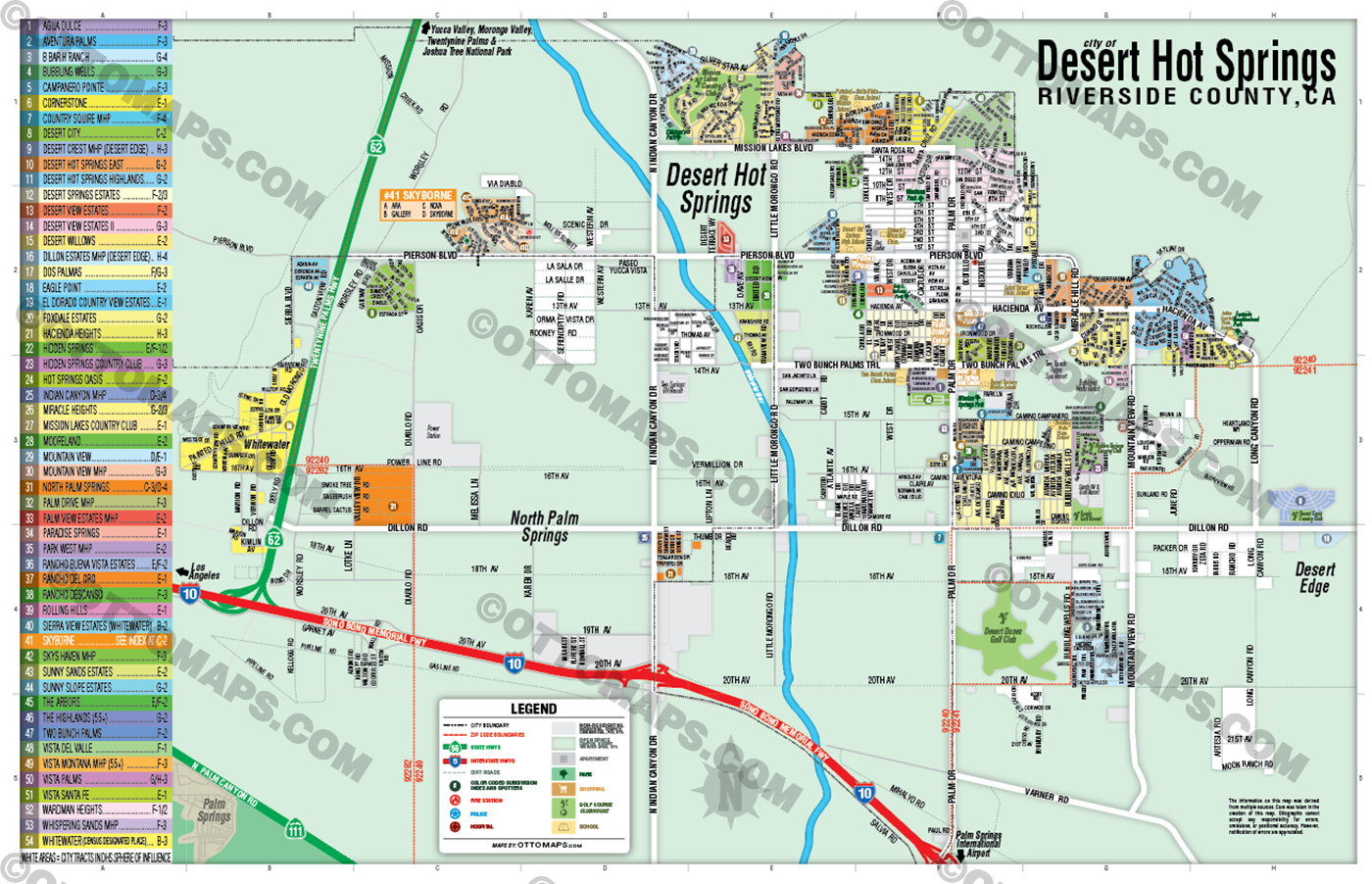 Desert Hot Springs Map, Riverside County, CA - POSTER PRINTS