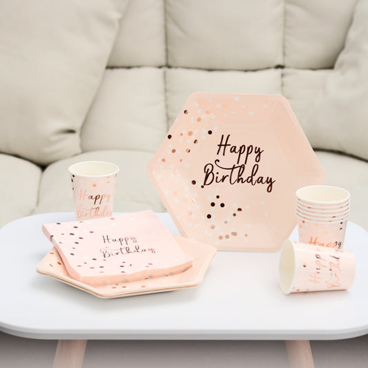 Disposable Paper Straws/Napkin/Cup/Plate Pink