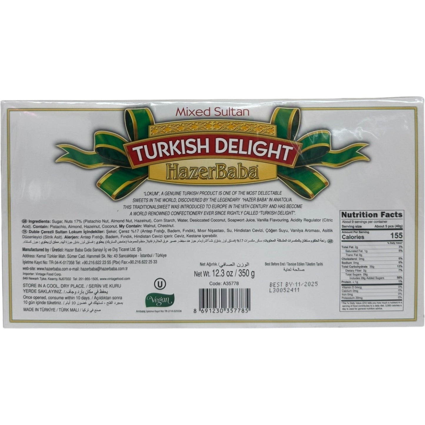 Handcrafted Turkish Delight Assortment - 12 Flavors of Gourmet Sweet Treats from HazerBaba