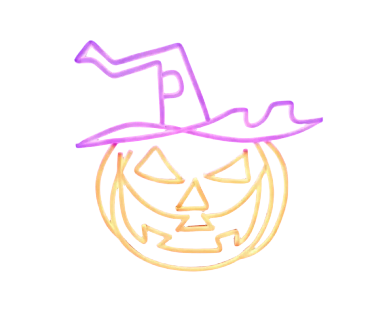 15” Pumpkin with Witch Hat Halloween Neon Sign