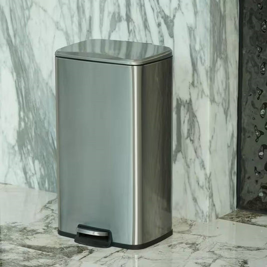 8-Gallon Stainless Steel Kitchen Trash Can with Step-on Lid