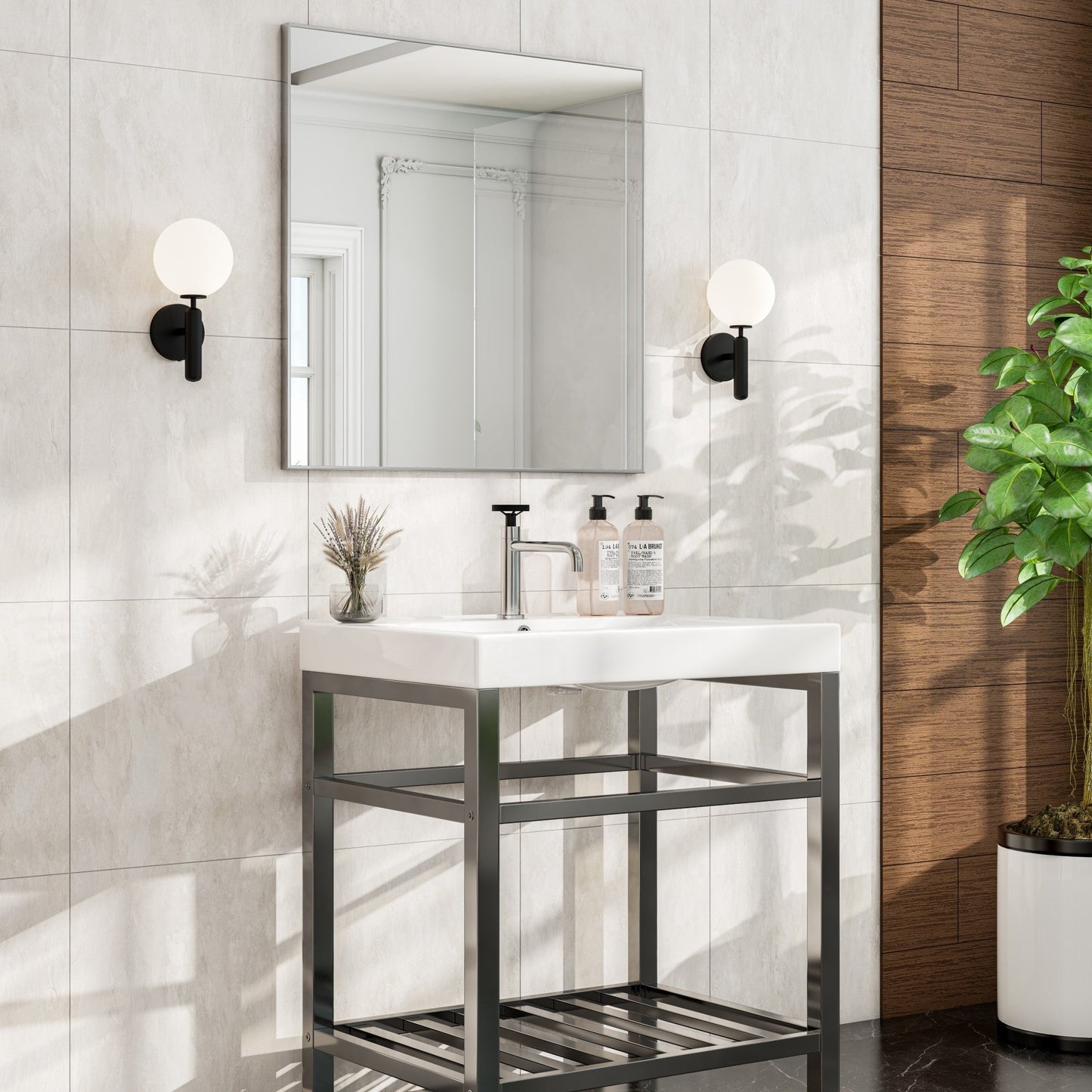 Eviva Enza Single-Handle Waterfall Single-Hole Bathroom Faucet with Deckplate Included in Chrome