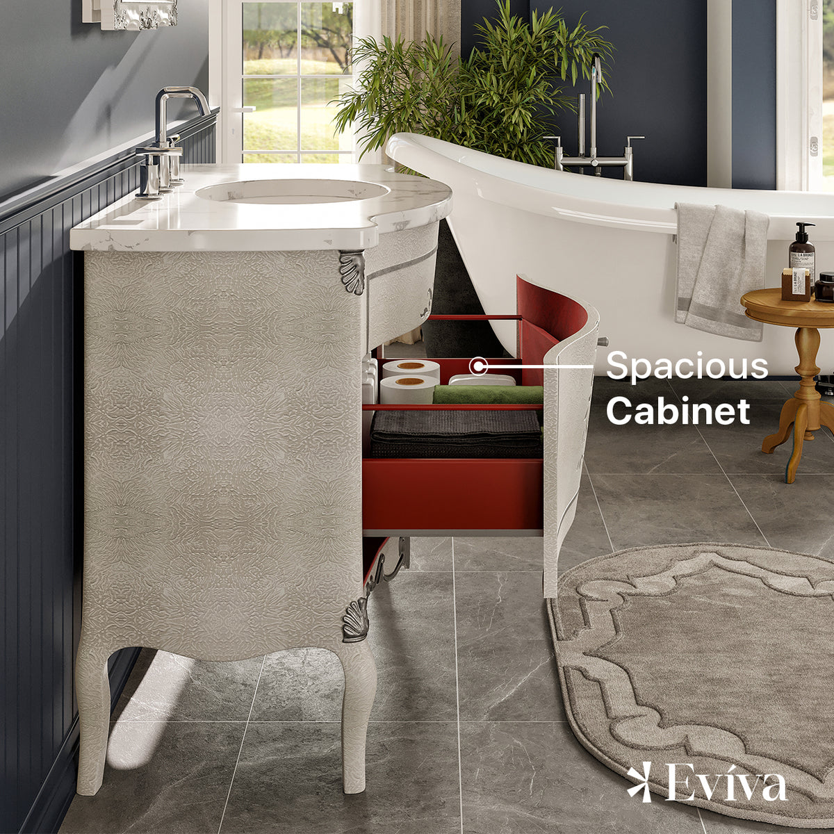 Eviva Monaco Bath Vanity with Carrara Quartz Top and Undermount Porcelain Sink