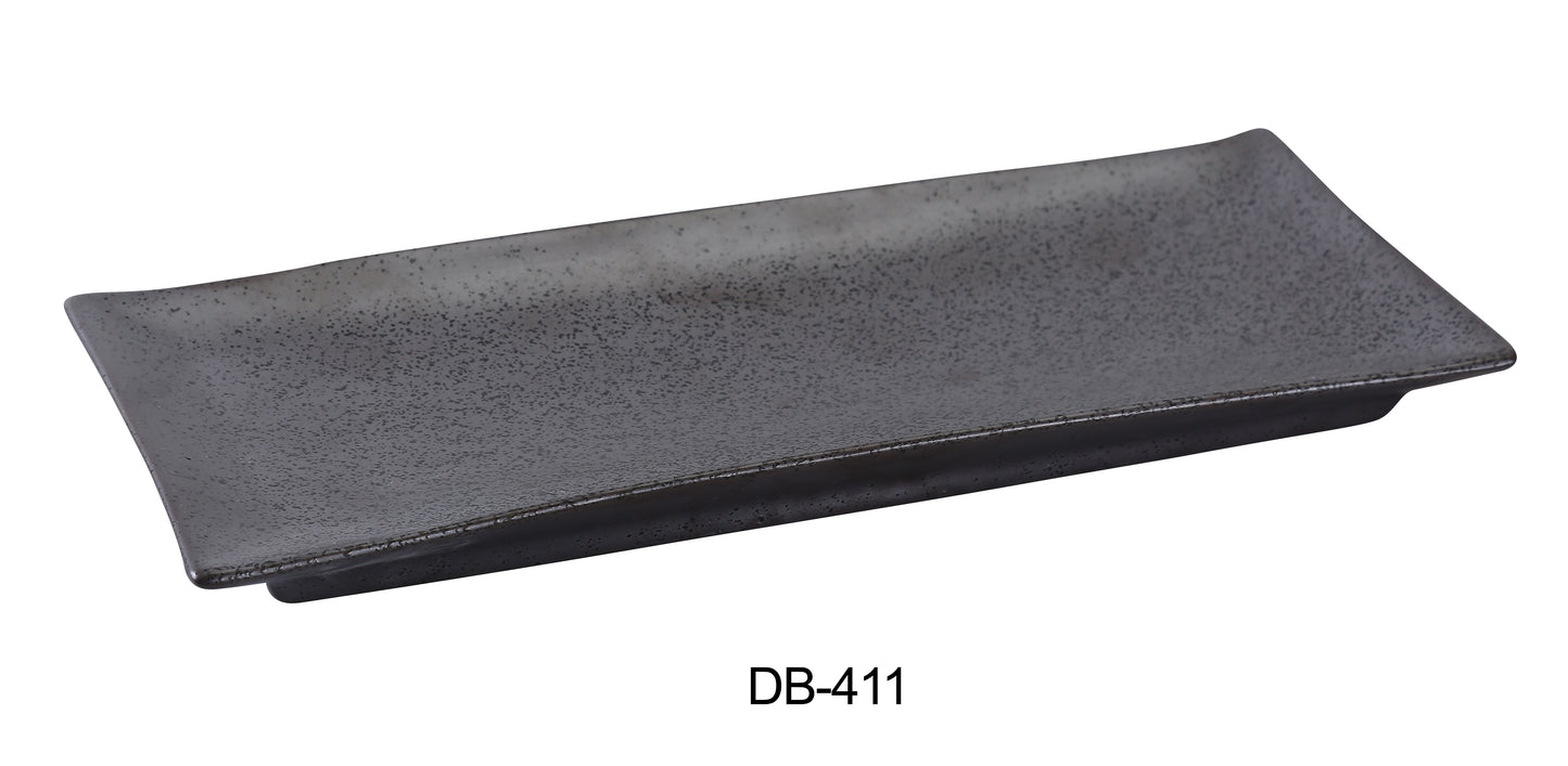 Yanco DB-411 Diamond Black Collection 10.5" X 4.375" Rectangular Plate | Kitchen + Metal