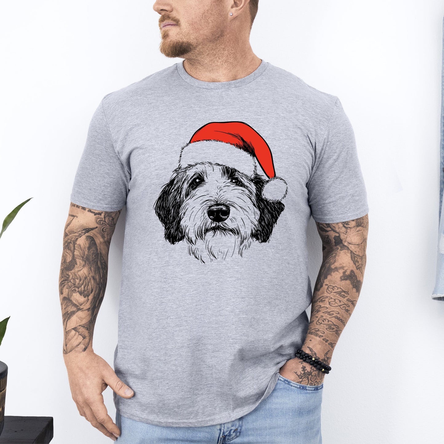 English Sheepdog, Santa, Dog, Christmas, Dog Lover, Pet T-Shirt Comfort Colors T-Shirt
