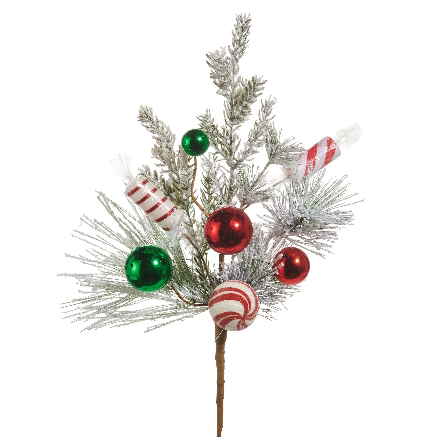 21" Frosted Pine and Peppermint Pick