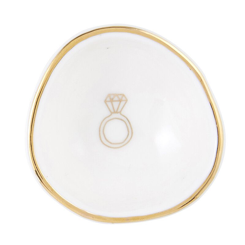 Diamond Ring Ceramic Bowl Dish Tray | Ring Dish for Nightstand or