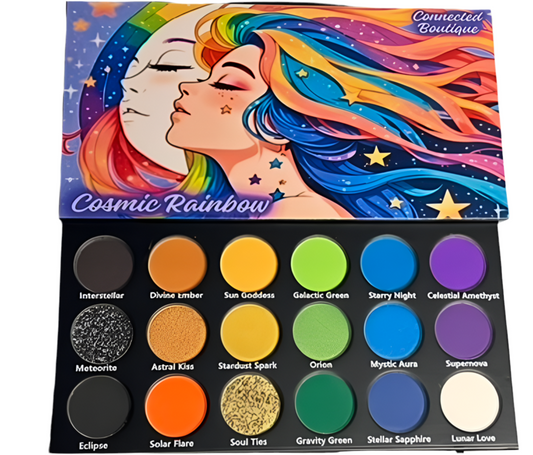 Cosmic Rainbow 18‑Shade Eyeshadow Palette – Celestial Hues & Glitter