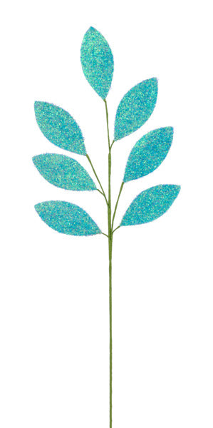 27"L V-CUT FOIL MAGNOLIA LEAF SPRAY IRIDESCENT LIGHT BLUE