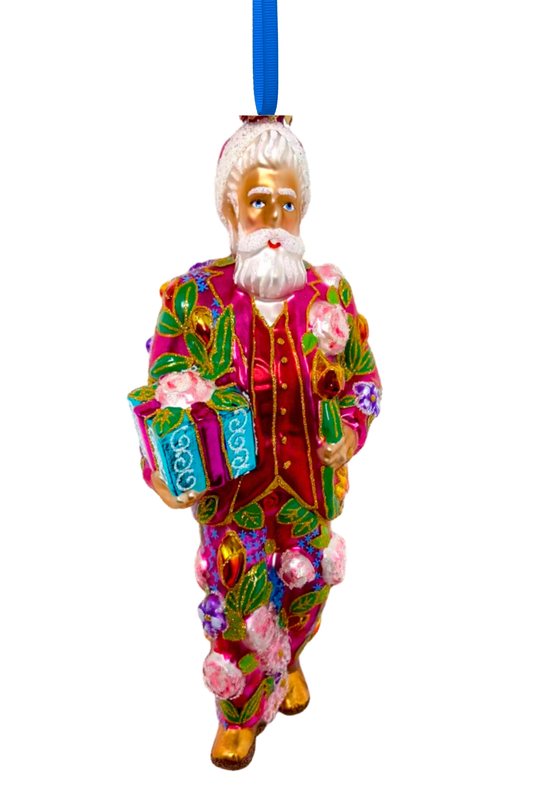 Floral Fetish Santa Polish Glass Ornament