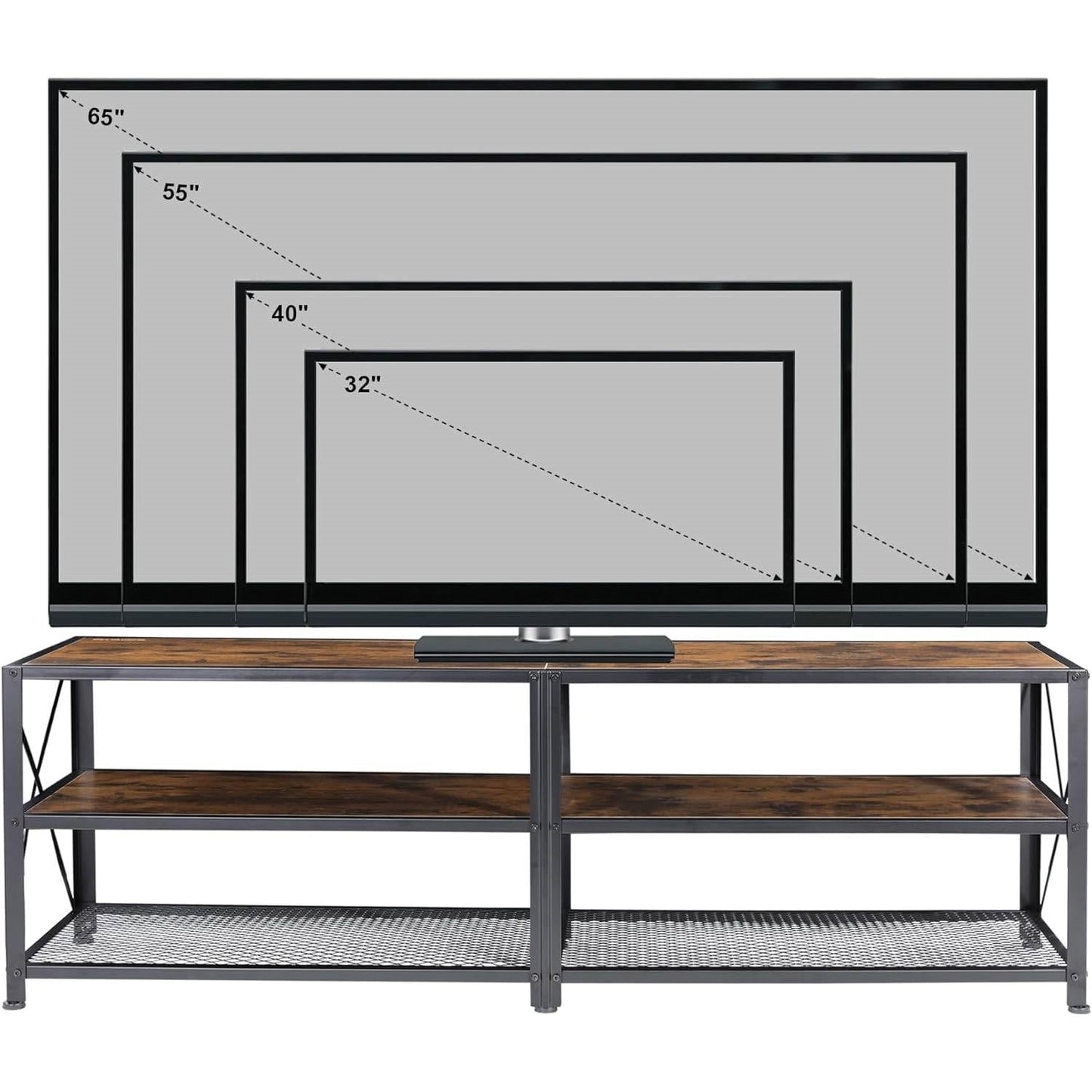 55-inch Industrial Style Metal Wood TV Stand for TV up to 65-inch